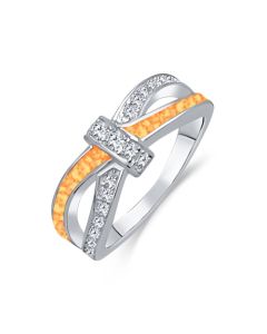 LifeStone™ Ladies Bow Ribbon Cremation Ashes Memorial Ring-Amber-Sterling Silver