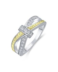 LifeStone™ Ladies Bow Ribbon Cremation Ashes Memorial Ring-Daffodil-Sterling Silver