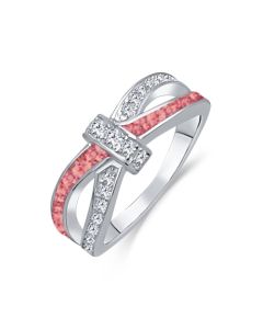 LifeStone™ Ladies Bow Ribbon Cremation Ashes Memorial Ring-Rose-Sterling Silver