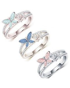 LifeStone™ Butterflies Nigh Ladies Cremation Ashes Ring