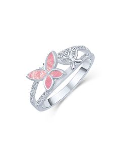 LifeStone™ Butterflies Nigh Ladies Cremation Ashes Ring-Cupid-Sterling Silver
