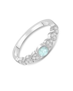 LifeStone™ Ladies Cascading Hearts Cremation Ashes Ring-Aquamarine-Sterling Silver