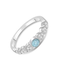 LifeStone™ Ladies Cascading Hearts Cremation Ashes Ring-Azure-Sterling Silver