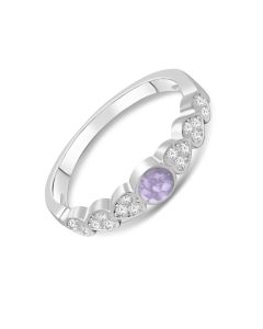 LifeStone™ Ladies Cascading Hearts Cremation Ashes Ring-Lavender-Sterling Silver