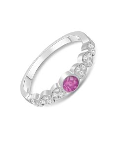 LifeStone™ Ladies Cascading Hearts Cremation Ashes Ring-Magenta-Sterling Silver