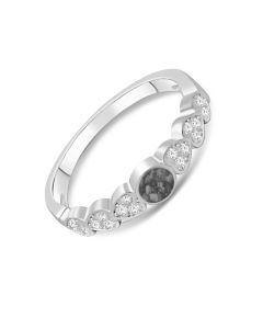 LifeStone™ Ladies Cascading Hearts Cremation Ashes Ring-Midnight-Sterling Silver