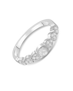 LifeStone™ Ladies Cascading Hearts Cremation Ashes Ring-Pearl-Sterling Silver