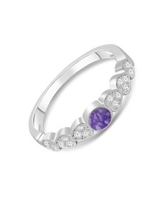 LifeStone™ Ladies Cascading Hearts Cremation Ashes Ring-Violet-Sterling Silver
