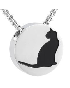 Slide Cat Circle - Stainless Steel Pet Ashes Jewellery Memorial Pendant