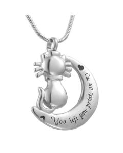 Cat Moon - Stainless Steel Cremation Ashes Jewellery Pendant