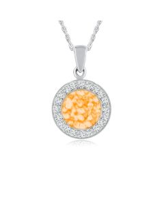 LifeStone™ Cherished Round Cremation Ashes Pendant-Amber-Sterling Silver