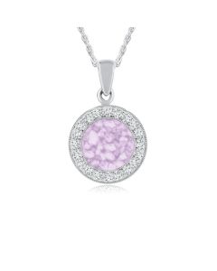 LifeStone™ Cherished Round Cremation Ashes Pendant-Lavender-Sterling Silver