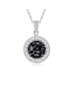 LifeStone™ Cherished Round Cremation Ashes Pendant-Midnight-Sterling Silver