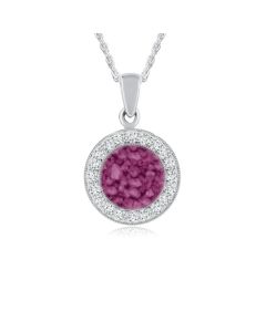 LifeStone™ Cherished Round Cremation Ashes Pendant-Mulberry-Sterling Silver