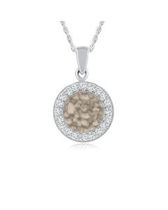 LifeStone™ Cherished Round Cremation Ashes Pendant-Natural-Sterling Silver