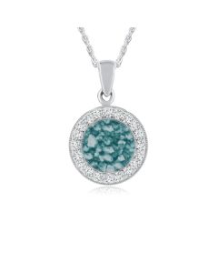 LifeStone™ Cherished Round Cremation Ashes Pendant-Peacock-Sterling Silver