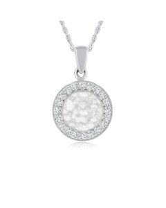 LifeStone™ Cherished Round Cremation Ashes Pendant-Pearl-Sterling Silver