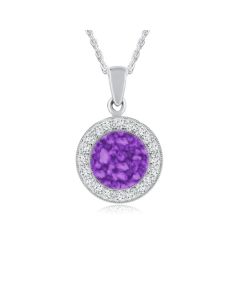LifeStone™ Cherished Round Cremation Ashes Pendant-Violet-Sterling Silver