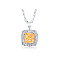 LifeStone™ Cherished Square Cremation Ashes Pendant-Amber-Sterling Silver