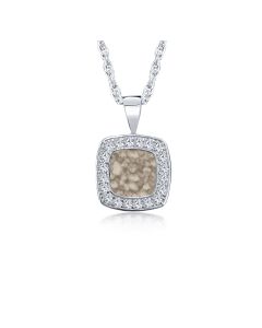 LifeStone™ Cherished Square Cremation Ashes Pendant-Natural-Sterling Silver