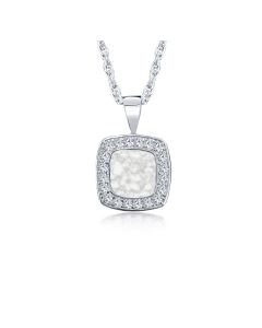 LifeStone™ Cherished Square Cremation Ashes Pendant-Pearl-Sterling Silver