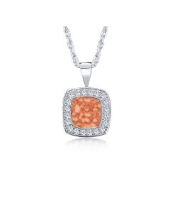 LifeStone™ Cherished Square Cremation Ashes Pendant-Sienna-Sterling Silver