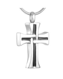 Classic Black Cross - Stainless Steel Cremation Ashes Jewellery Pendant