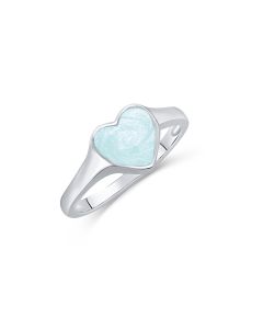 LifeStone™ Classic Heart Cremation Ashes Ring-Aquamarine-Sterling Silver