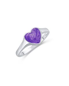 LifeStone™ Classic Heart Cremation Ashes Ring-Violet-Sterling Silver