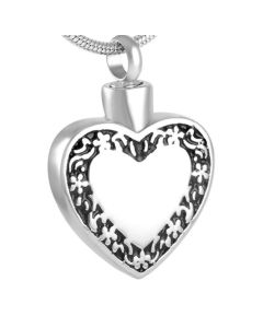 Classic Rimmed Heart - Stainless Steel Cremation Ashes Jewellery Urn Pendant