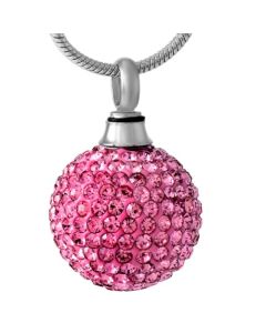 Crystal Ball Pink - Stainless Steel Cremation Ashes Jewellery Pendant