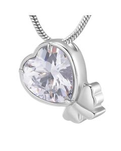 Crystal Clover - Stainless Steel Ashes Jewellery Memorial Keepsake Pendant