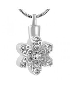 Crystal Flower - Stainless Steel Ashes Jewellery Memorial Keepsake Pendant