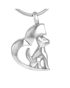 Dog in Heart - Stainless Steel Cremation Ashes Jewellery Pendant