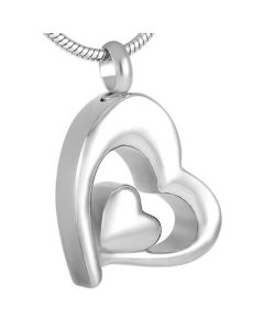 Double Tear Heart - Stainless Steel Cremation Ashes Memorial Jewellery Pendant