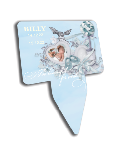 Too Beautiful For Earth Baby Boy - Personalised Photo Memorial Plaque