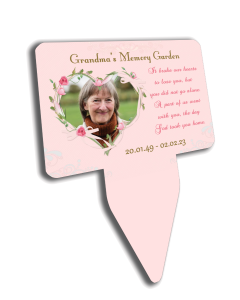 Pink Rose Heart  - Personalised Photo Memorial Plaque