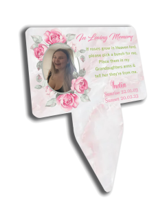 Pink Marble Rose - Personalised Photo Memorial Plaque