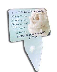 Tiny Flower Baby Boy - Personalised Stillbirth Miscarriage Memorial Plaque