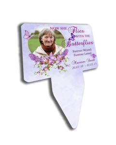 Now She Flies With Butterflies - Personalised Photo Memorial Plaque