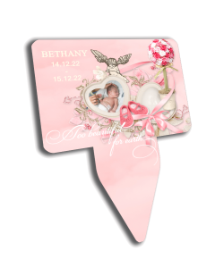 Too Beautiful For Earth Baby Girl - Personalised Photo Memorial Plaque