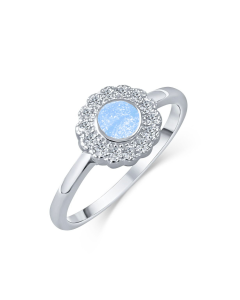 LifeStone™ Ladies Forever Fleur Cremation Ashes Ring-Azure-Sterling Silver