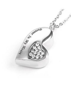 Forever in my Heart Teardrop Sparkle - Stainless Steel Ashes Memorial Jewellery Pendant