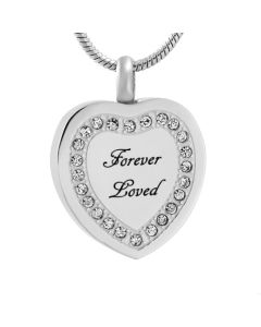 Forever Heart Clear Stones - Stainless Steel Cremation Ashes Jewellery Pendant