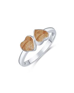 LifeStone™ Ladies Forever Together Hearts Cremation Ashes Ring-Copper-Sterling Silver