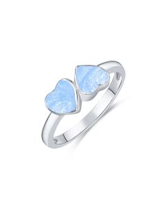 LifeStone™ Ladies Forever Together Hearts Cremation Ashes Ring-Azure-Sterling Silver