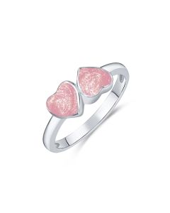 LifeStone™ Ladies Forever Together Hearts Cremation Ashes Ring-Cupid-Sterling Silver