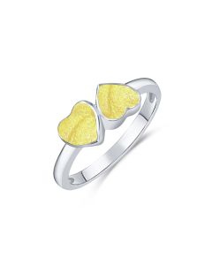 LifeStone™ Ladies Forever Together Hearts Cremation Ashes Ring-Daffodil-Sterling Silver
