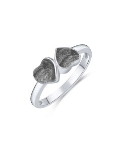LifeStone™ Ladies Forever Together Hearts Cremation Ashes Ring-Midnight-Sterling Silver