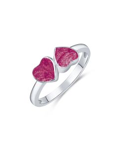 LifeStone™ Ladies Forever Together Hearts Cremation Ashes Ring-Mulberry-Sterling Silver